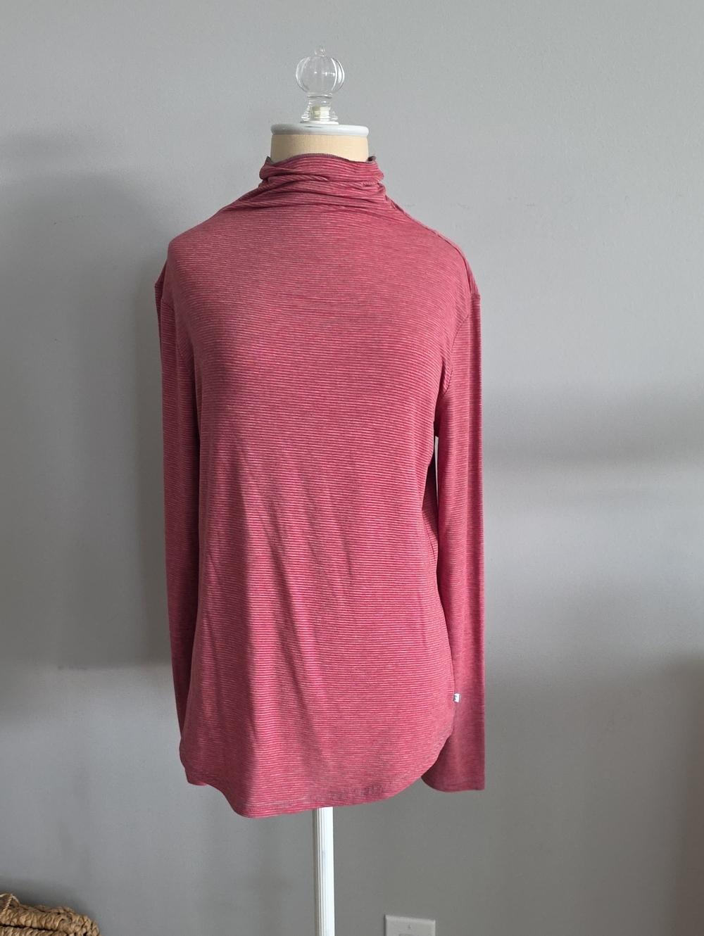 Toad & Co Lightweight Red Stripe Long Sleeve Turtleneck Top